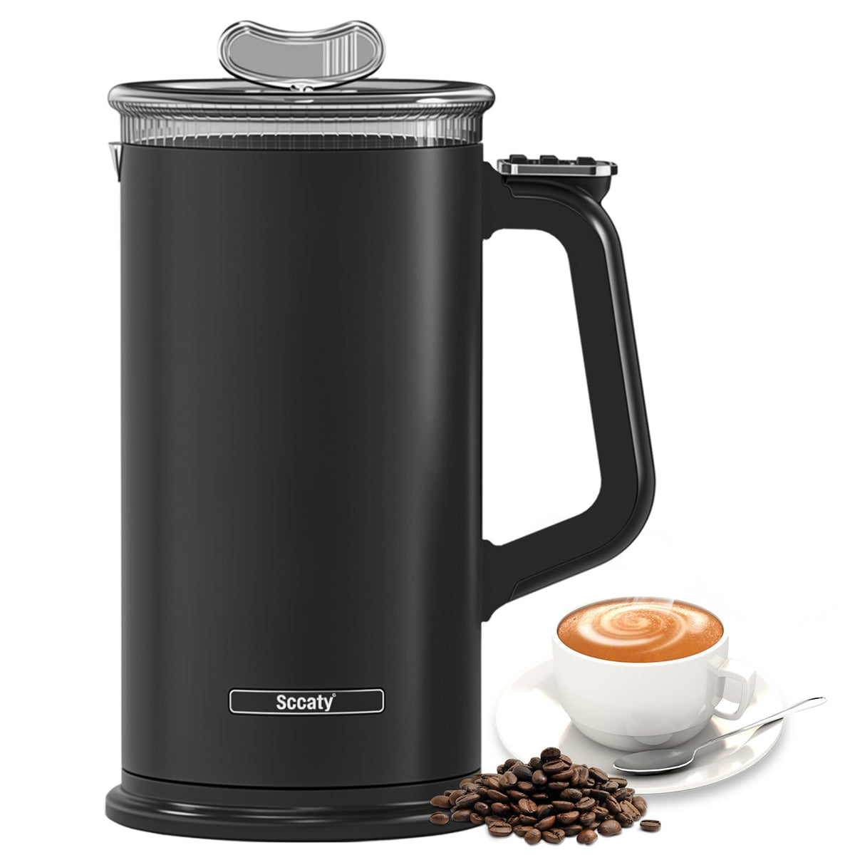 Sccaty Automatic Milk Frother Electric Foam Maker 4 Modes Black DEMO