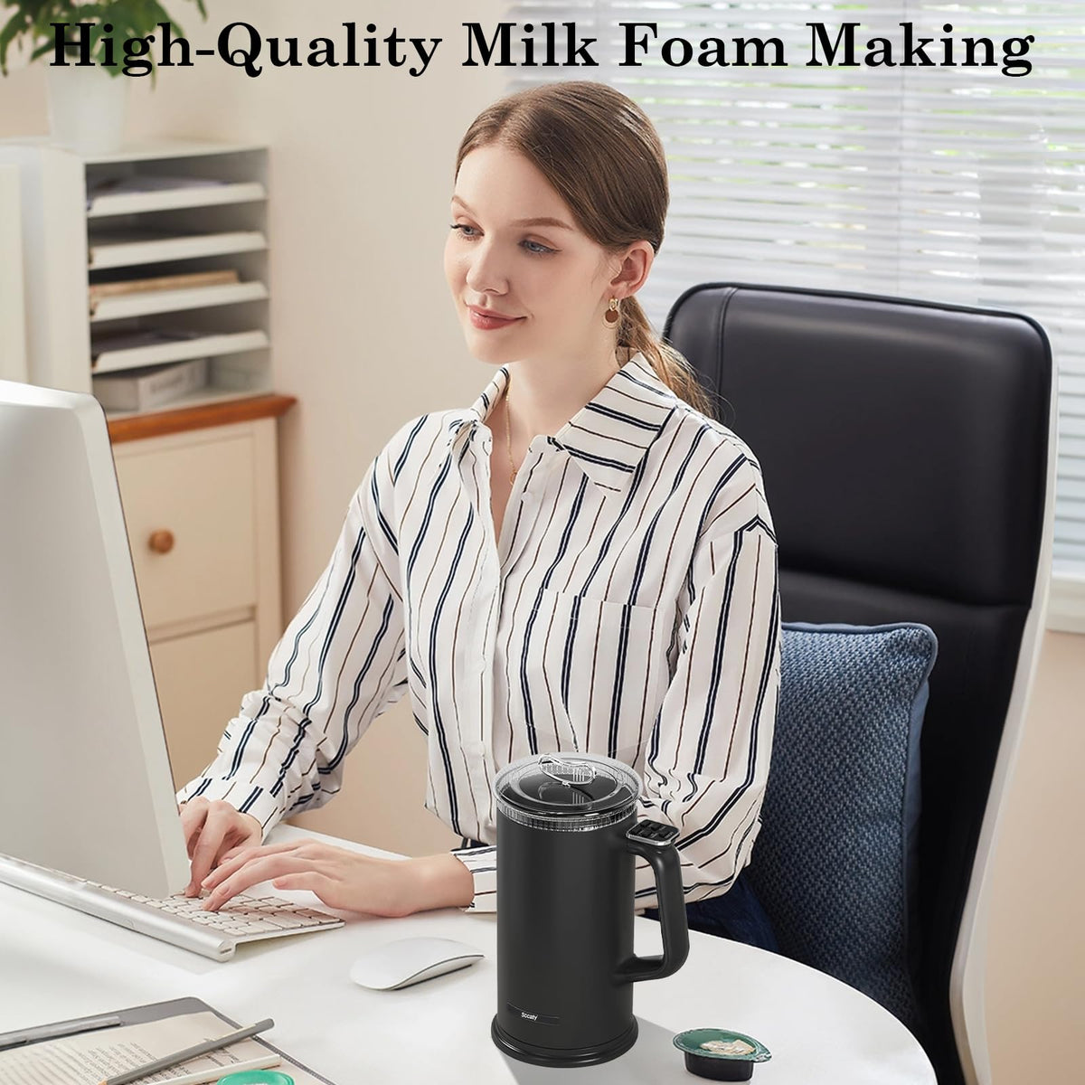 Sccaty Automatic Milk Frother Electric Foam Maker 4 Modes Black DEMO