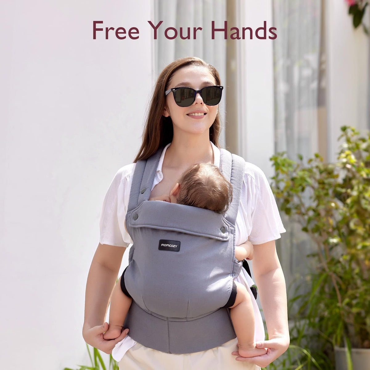 Momcozy PureHug Ergonomic Baby Carrier Grey Lightweight 7-45 lbs NEW