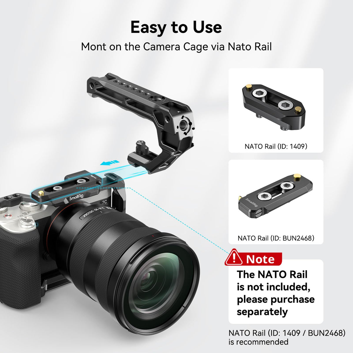 SmallRig Black NATO Top Handle Quick Release Camera Stabilizer Black NEW