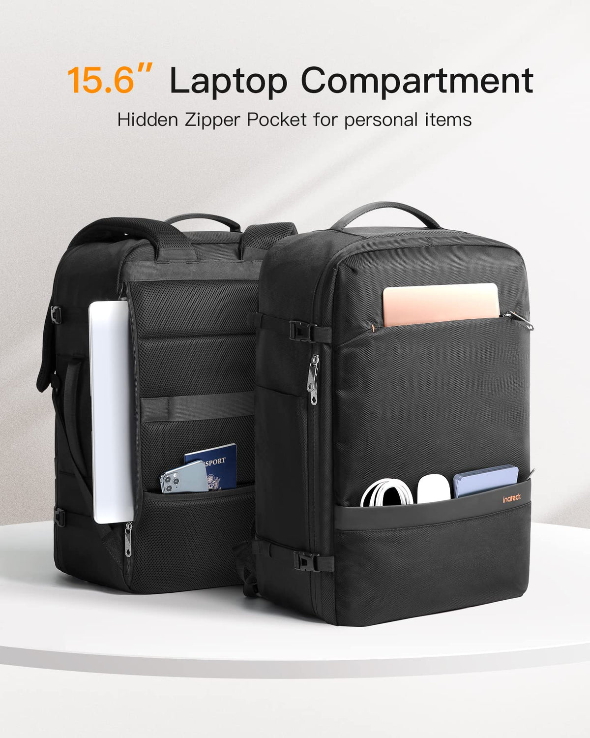 Inateck 42L Backpacks Travel Backpack Carry On Luggage Black 55cm Bag Size NEW