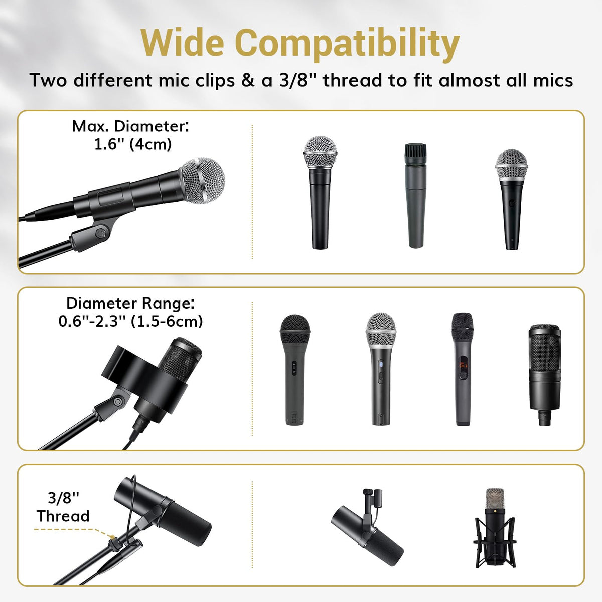 TONOR Microphone Stands Stand Tripod with Boom Arm & Tablet Holder Black DEMO