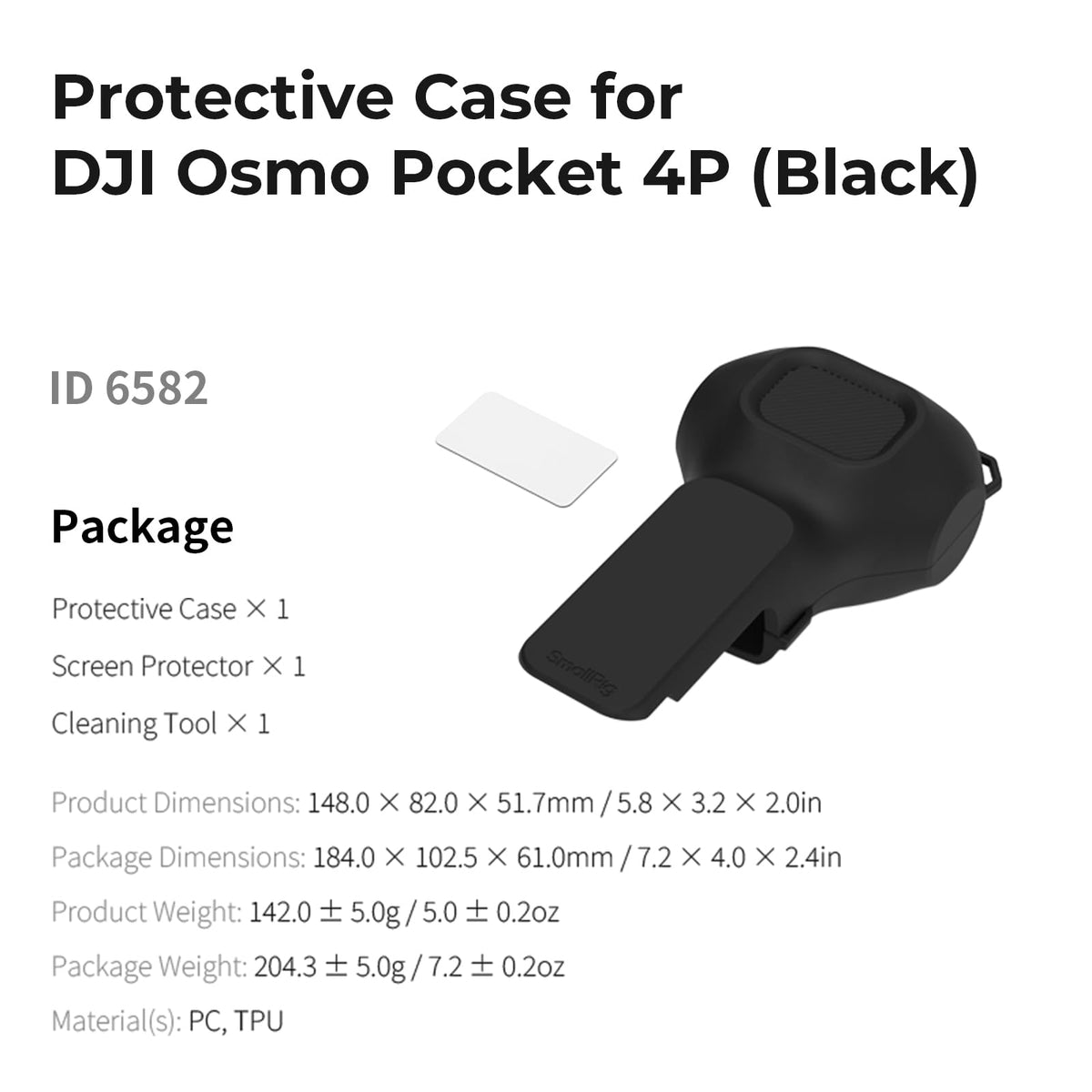SMALLRIG Protective Case for DJI Osmo Pocket 4P Black Cover #6582 NEW