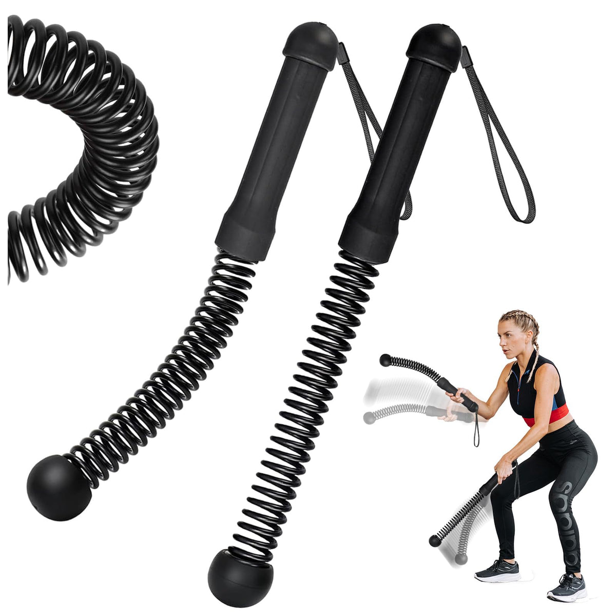 Hlayshing Weighted Ropeless Battle Ropes Black Pack of 2 & Storage Bag NEW