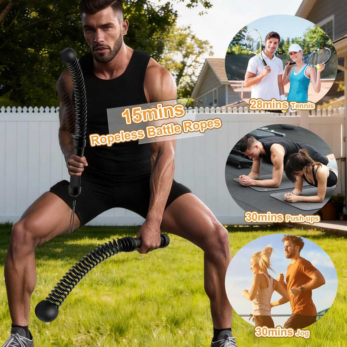 Hlayshing Weighted Ropeless Battle Ropes Black Pack of 2 & Storage Bag NEW