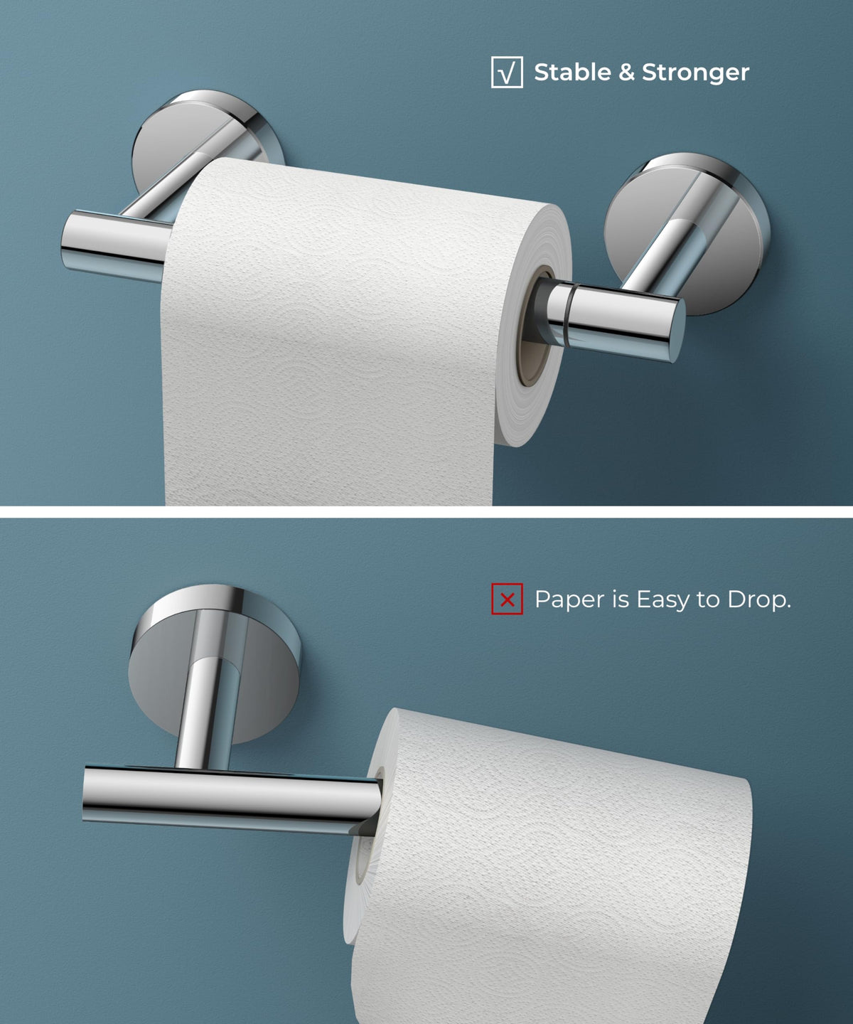 FORIOUS Chrome Toilet Paper Holder and Towel Ring Wall Mount Set AU11901CH NEW