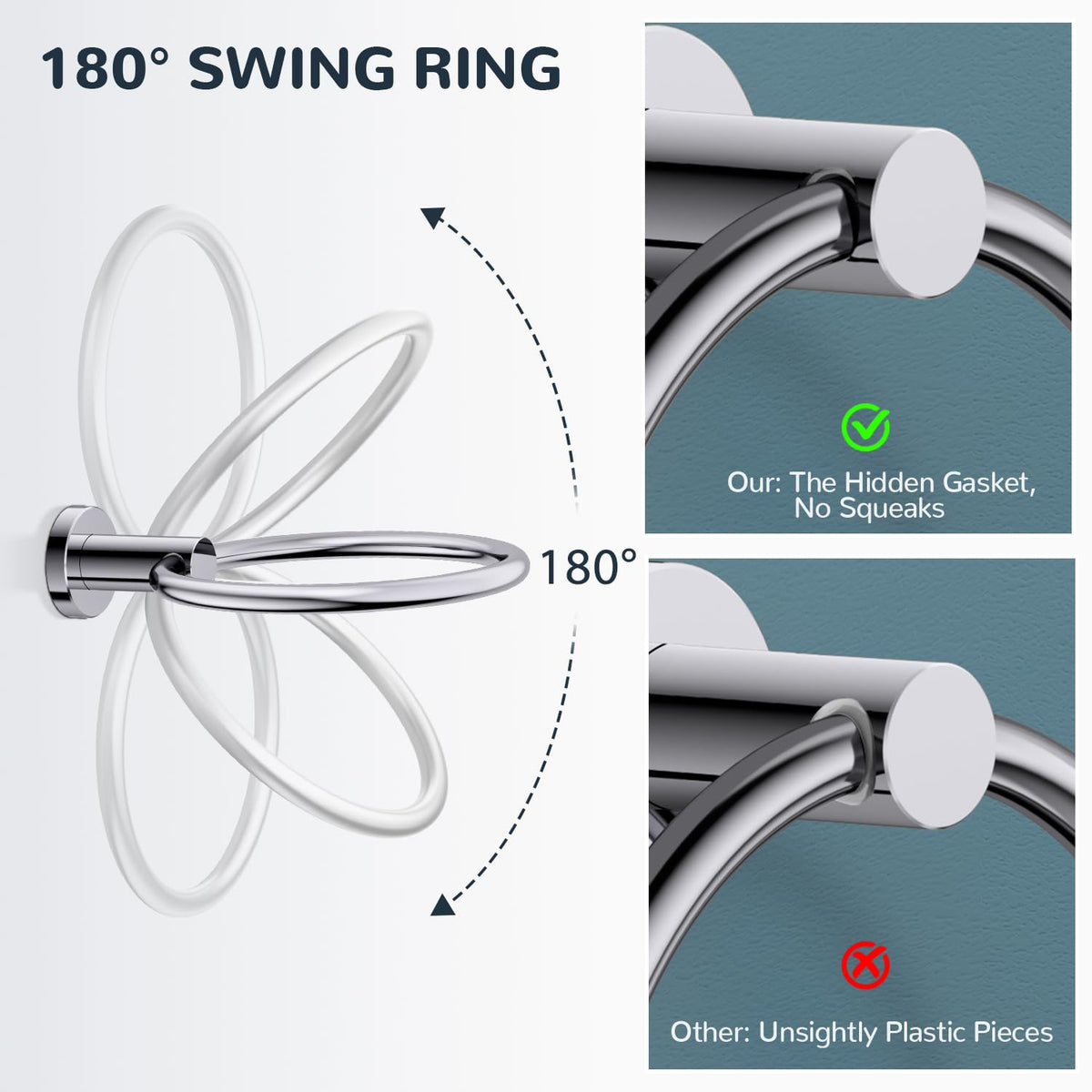 FORIOUS Chrome Toilet Paper Holder and Towel Ring Wall Mount Set AU11901CH NEW