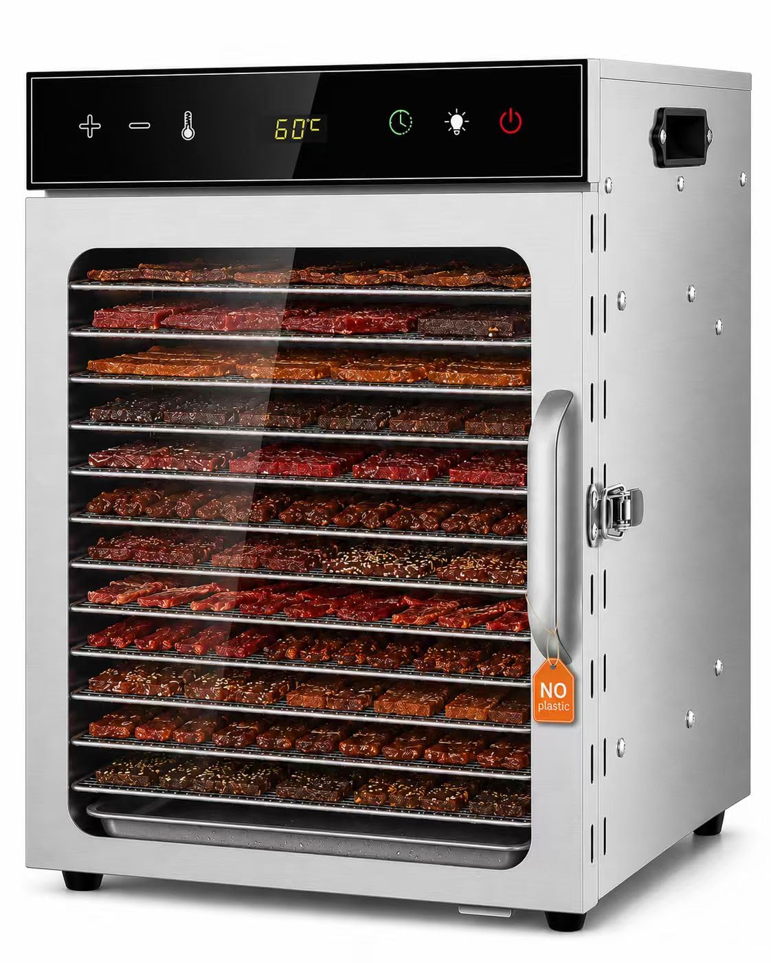 oiyocemo 12-Tray Stainless Steel Food Dehydrator - BPA-Free Silver NEW