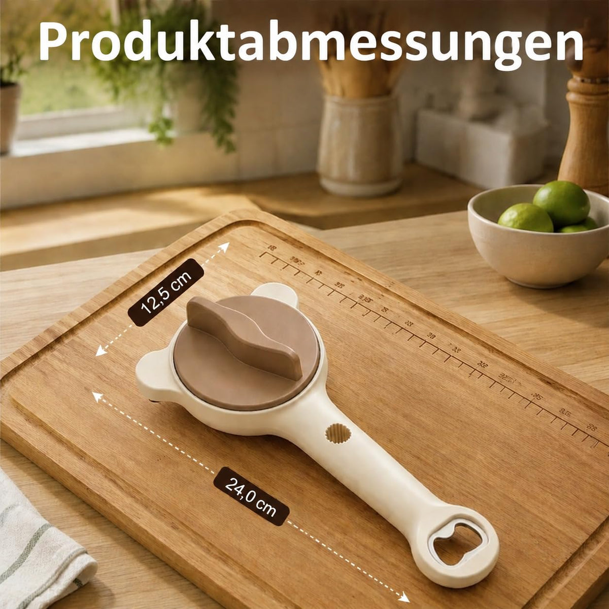 Rokuotan Manual Can Opener Adjustable Jar Lid Beige/Brown One Size NEW