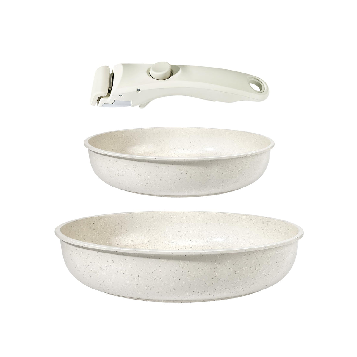 GiPP Cream Non Stick Frying Pans Set 3PCS Removable Handle Oven Safe 20/26cm NEW