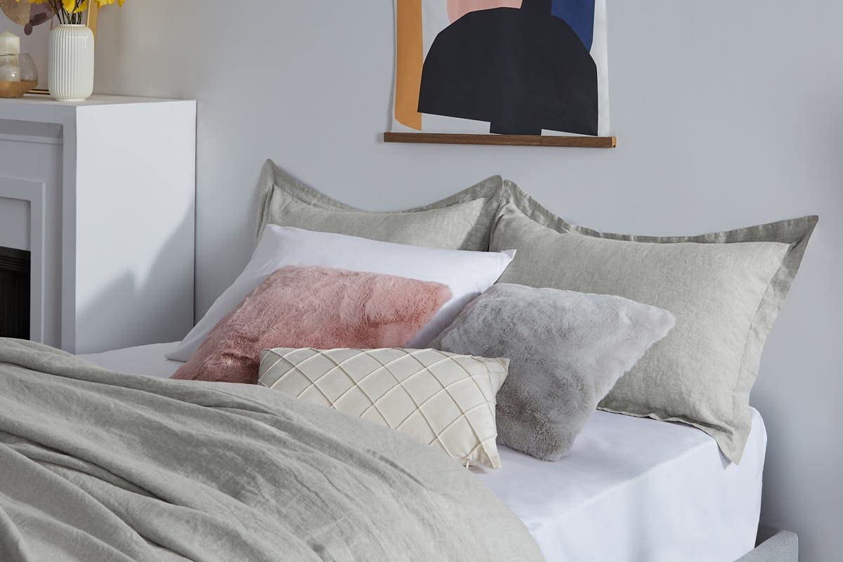Matt Blatt Gabriel French Linen Chambray Duvet Cover - Grey KING Bed NEW