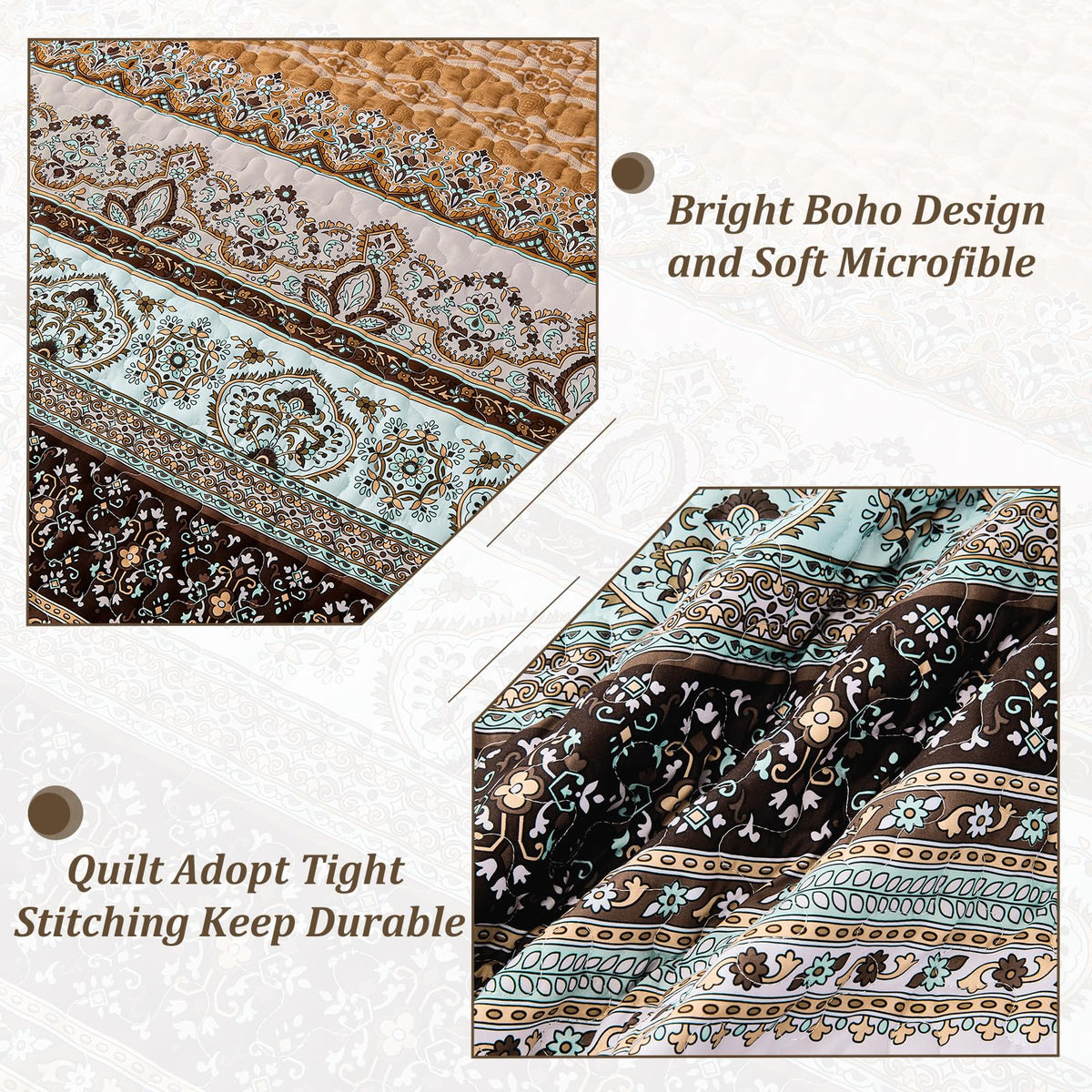 WONGS BEDDING Quilts Brown King Size Boho Fall Quilt Set KING Bed NEW