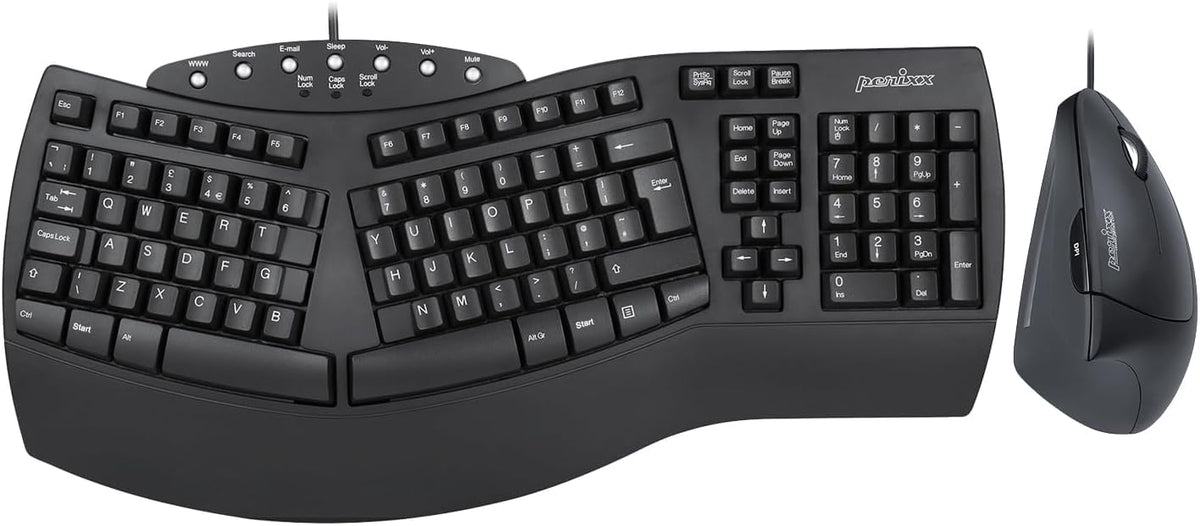 Perixx PERIDUO-512B Black Wired Ergonomic Keyboard Mouse Combo DEMO