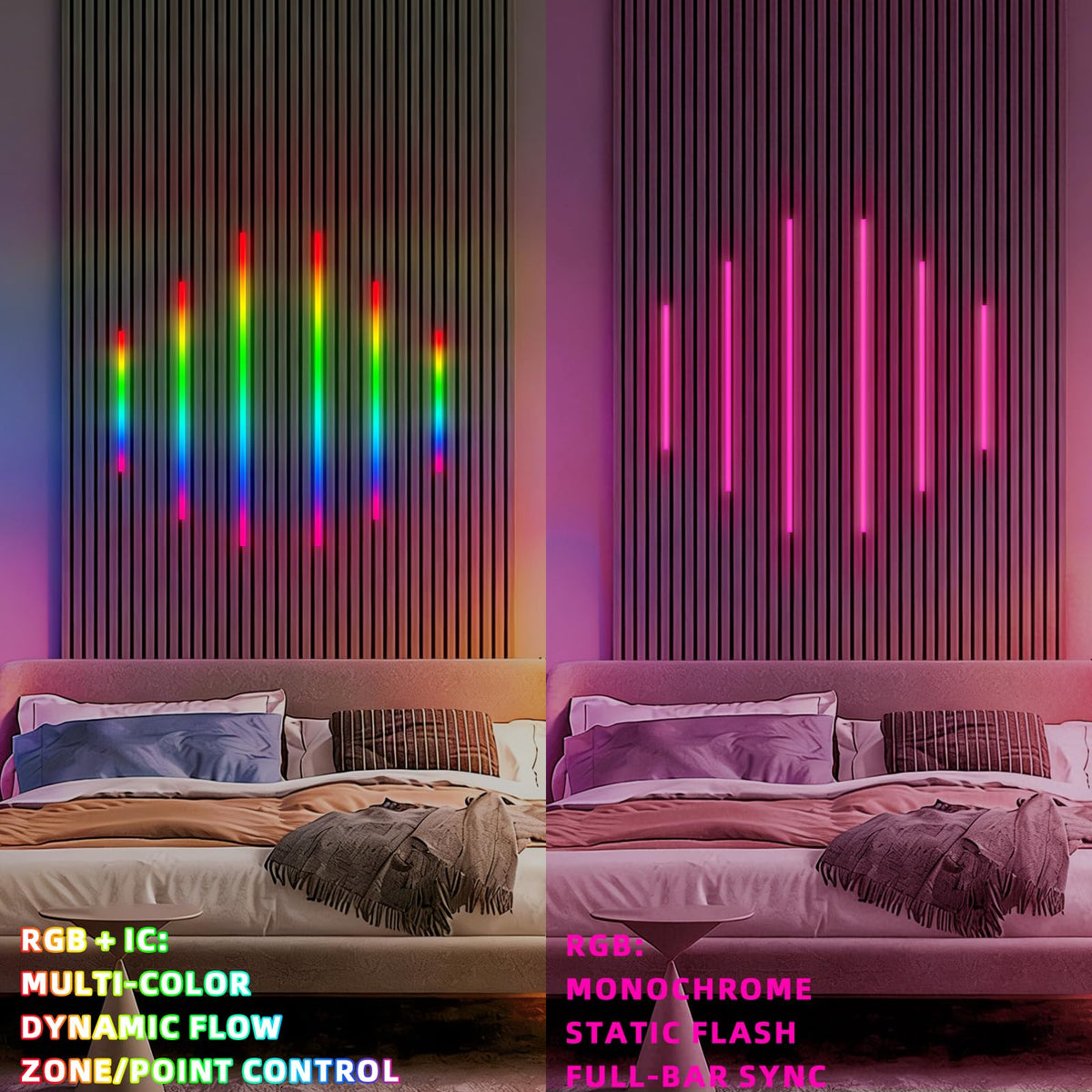 Lichaser RGB+IC LED Strips LED Recessed Lighting Kit Acoustic Wall Panels NEW