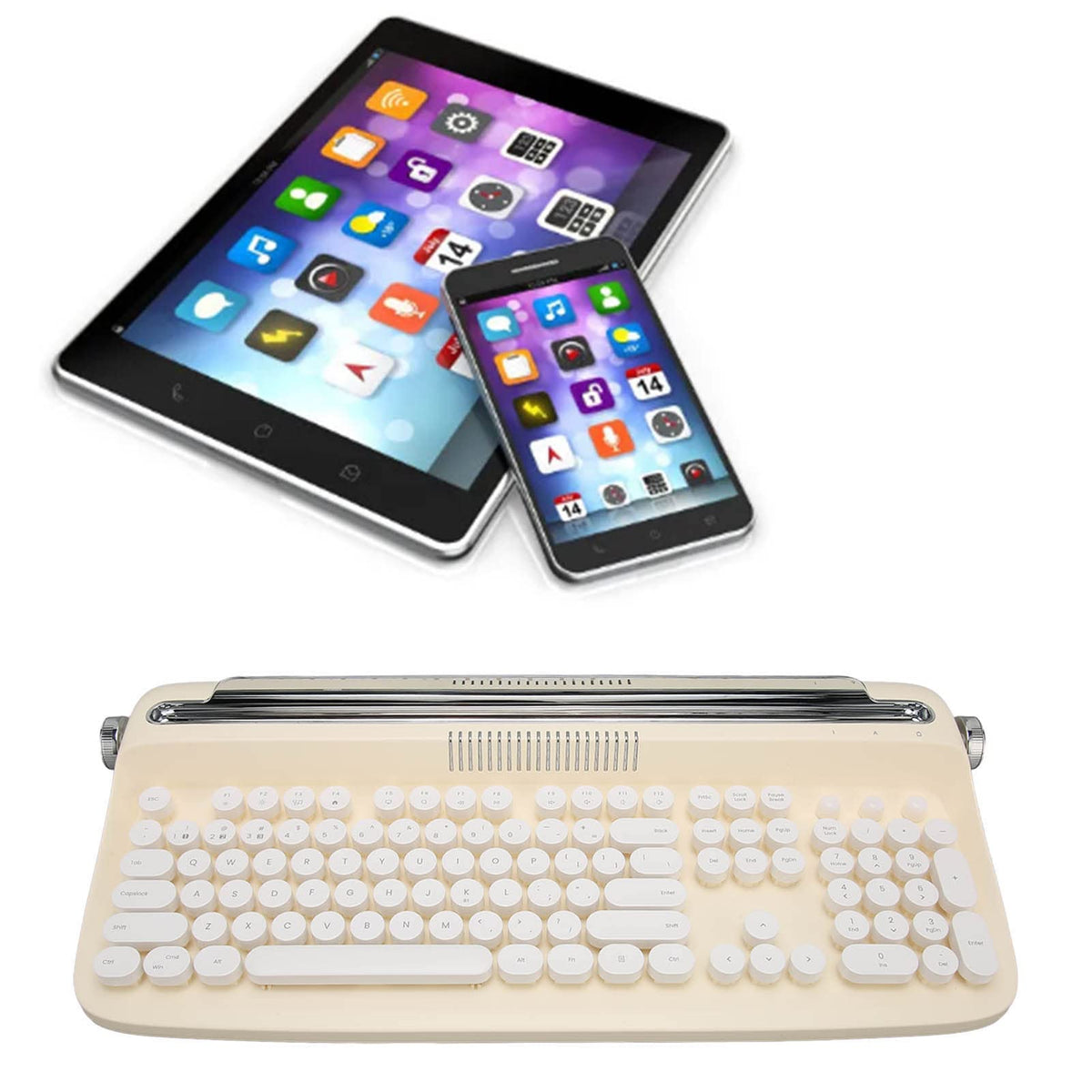 Gernie Wireless Keyboards Retro Typewriter Keyboard Bluetooth Beige NEW