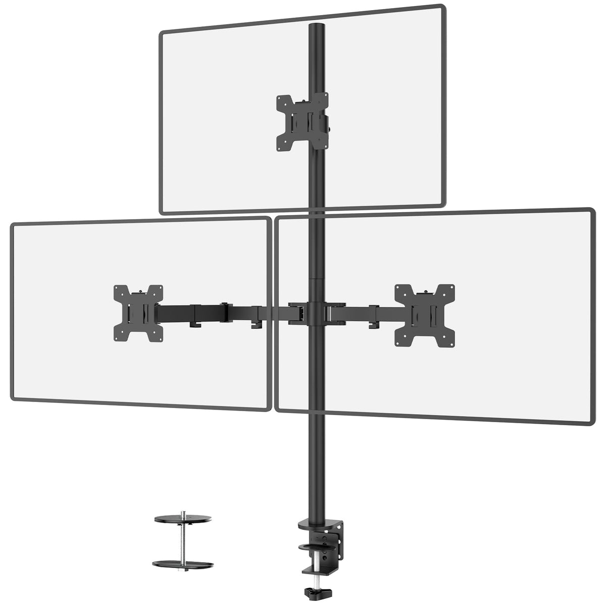 WALI Triple Monitor Mount Arm for 13-27 Inch Screens Black Desk Stand NEW