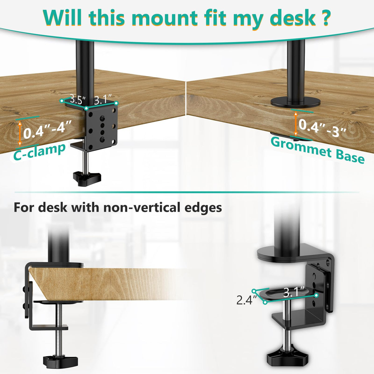WALI Triple Monitor Mount Arm for 13-27 Inch Screens Black Desk Stand NEW