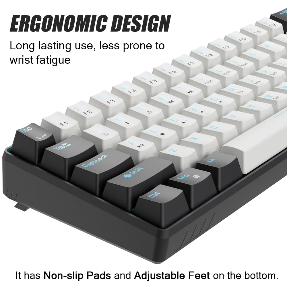 abucow Mechanical Gaming Keyboard Brown Switch Wired White-Black DEMO