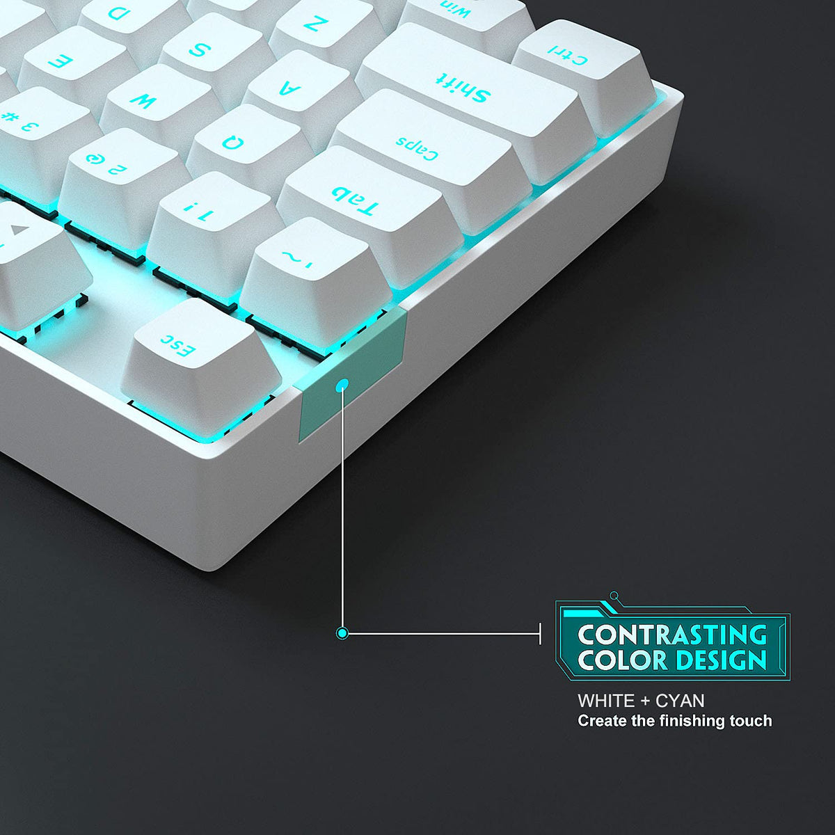 MageGee MK-Star Keyboards 87 Key Mechanical Gaming Keyboard White Blue DEMO
