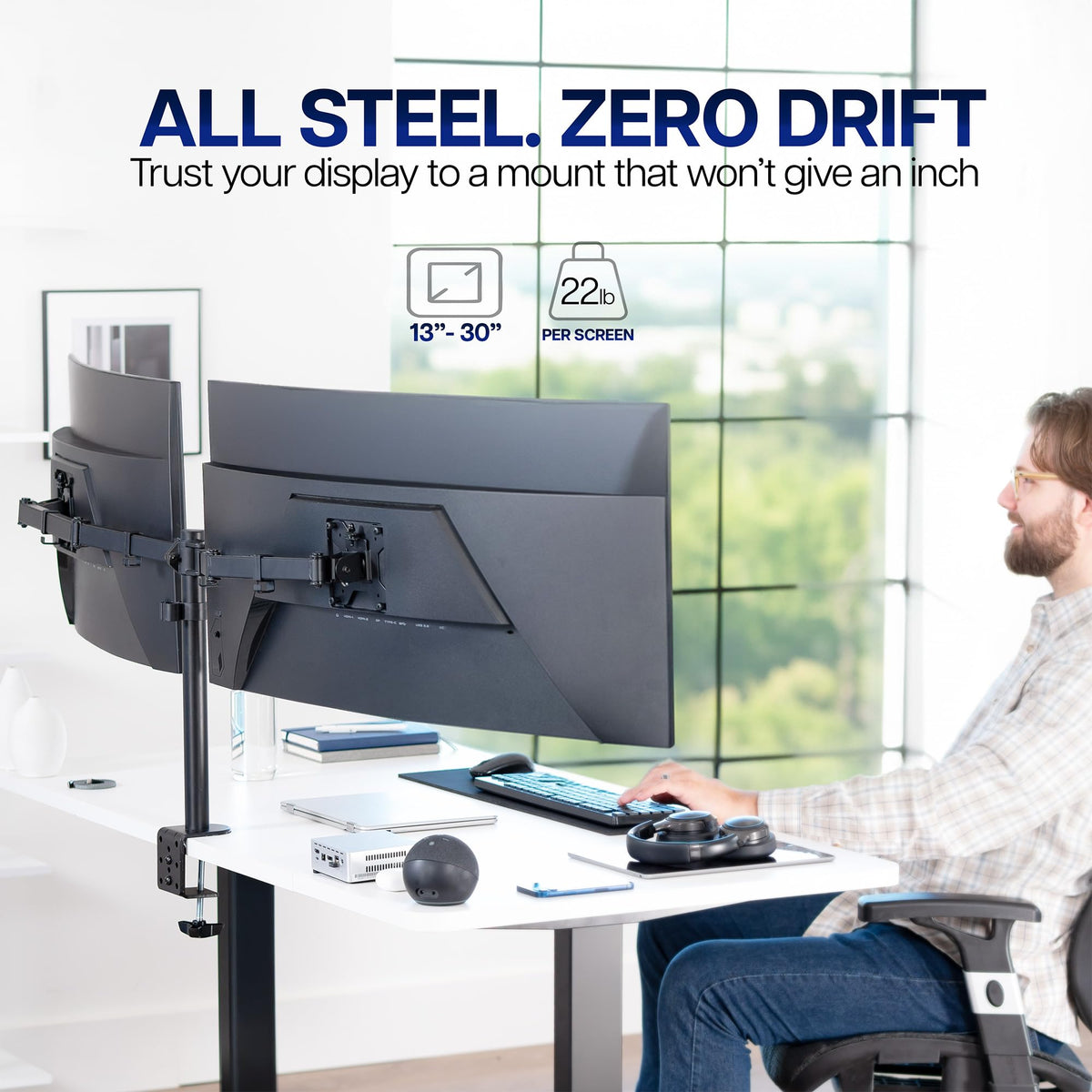 VIVO Dual Ultrawide Monitor Desk Mount Black Heavy Duty Adjustable DEMO