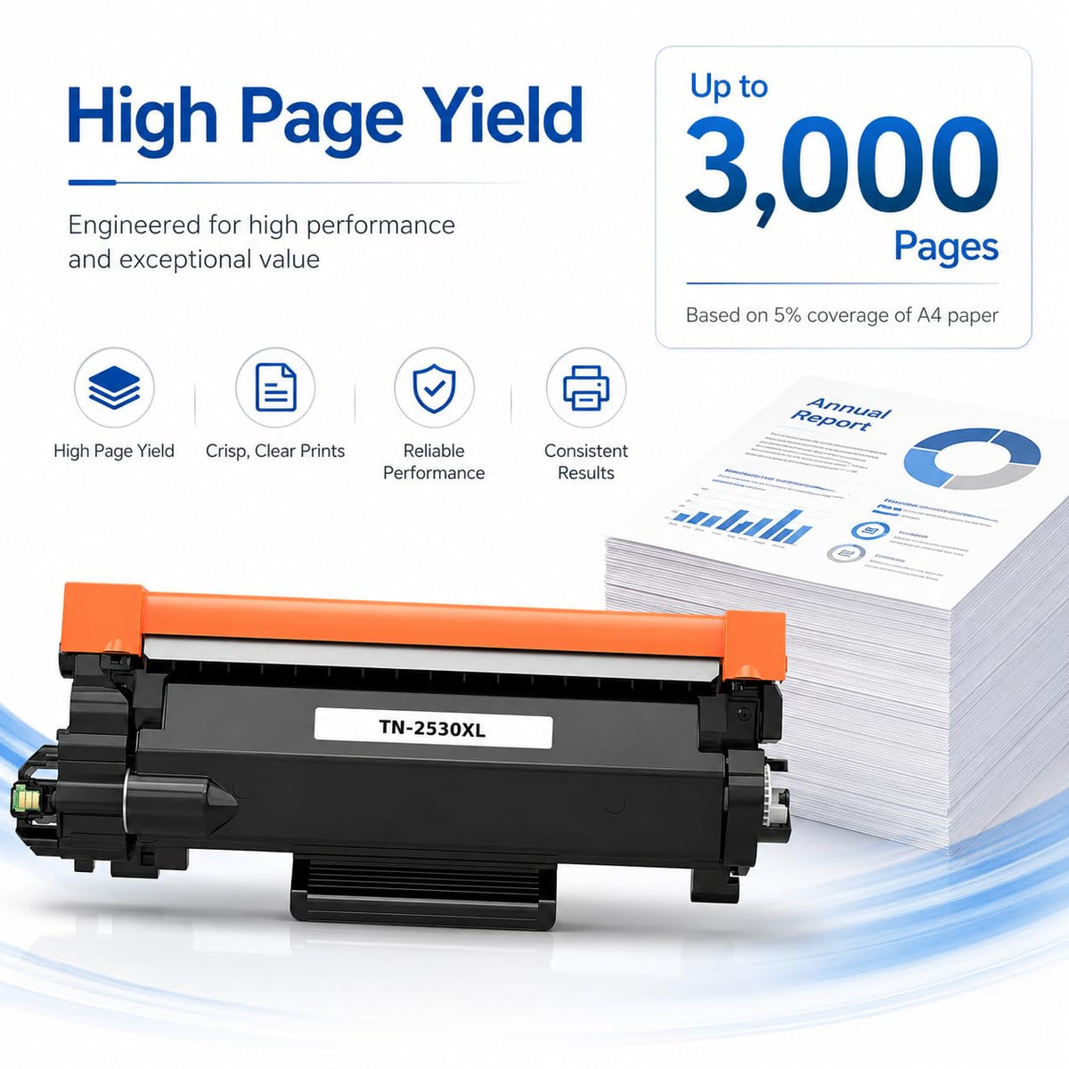 TAVICE TN2530XL Black Toner Cartridge for Brother Printers 2 Pack NEW