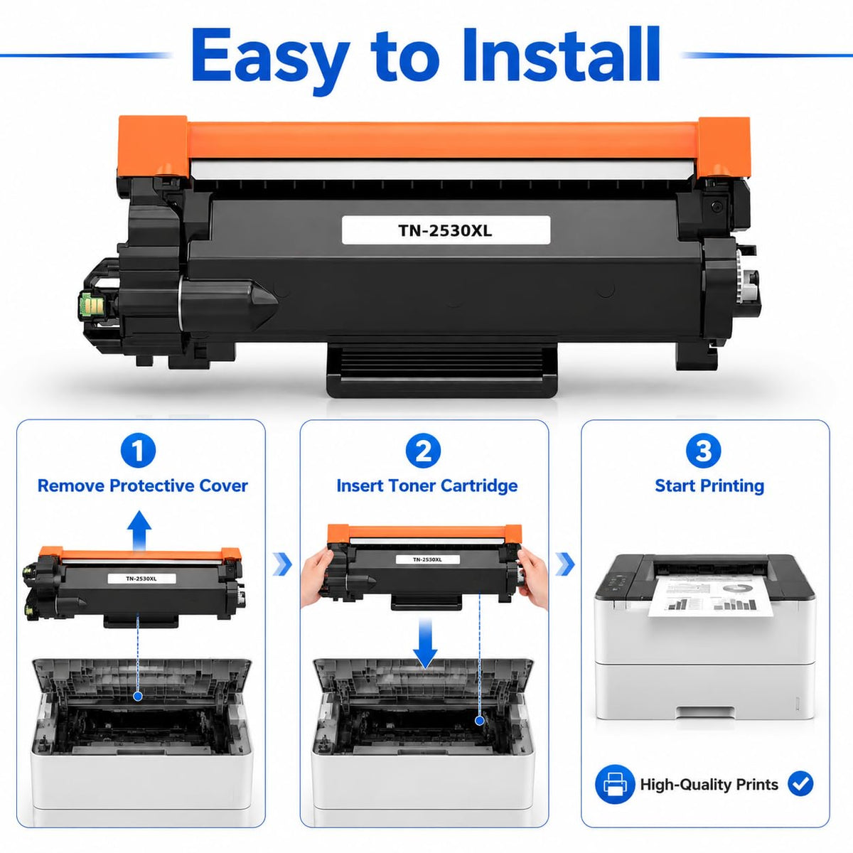 TAVICE TN2530XL Black Toner Cartridge for Brother Printers 2 Pack NEW