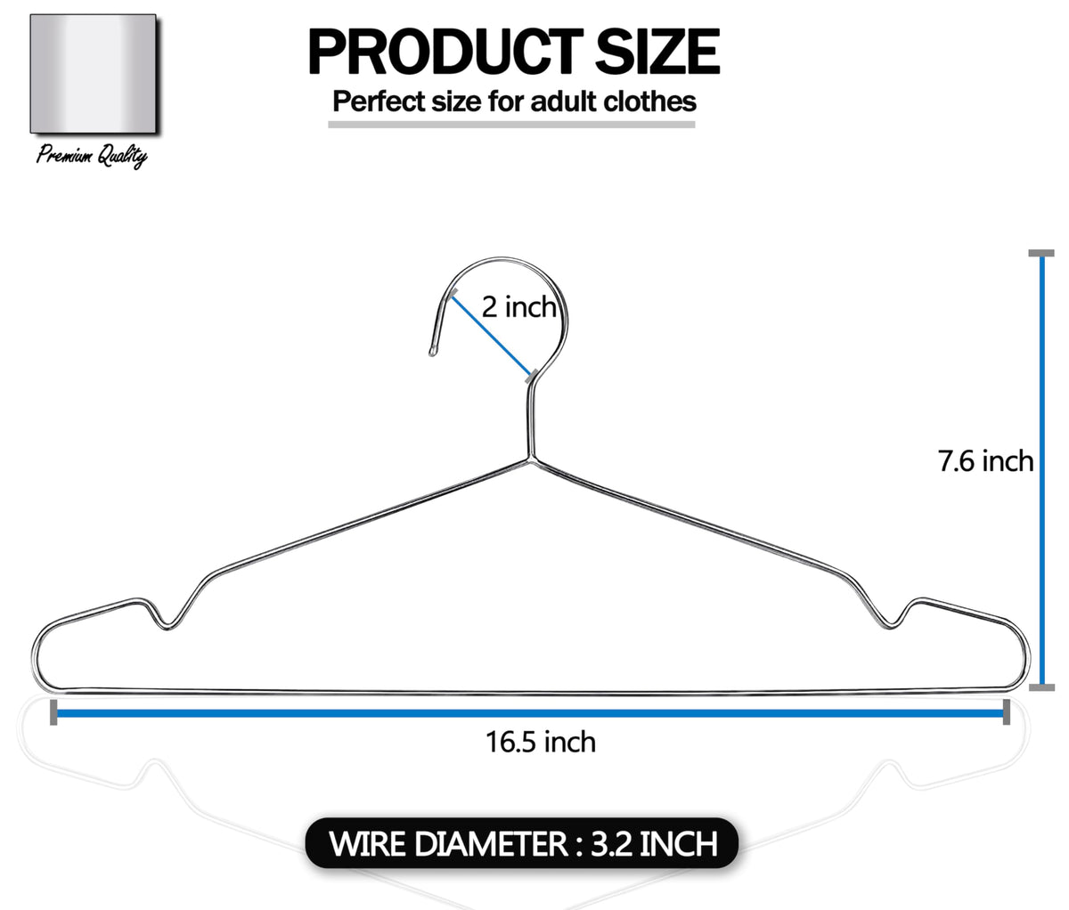 GVTECH Stainless Steel Clothing Hangers Heavy Duty Silver 50 Pack NEW