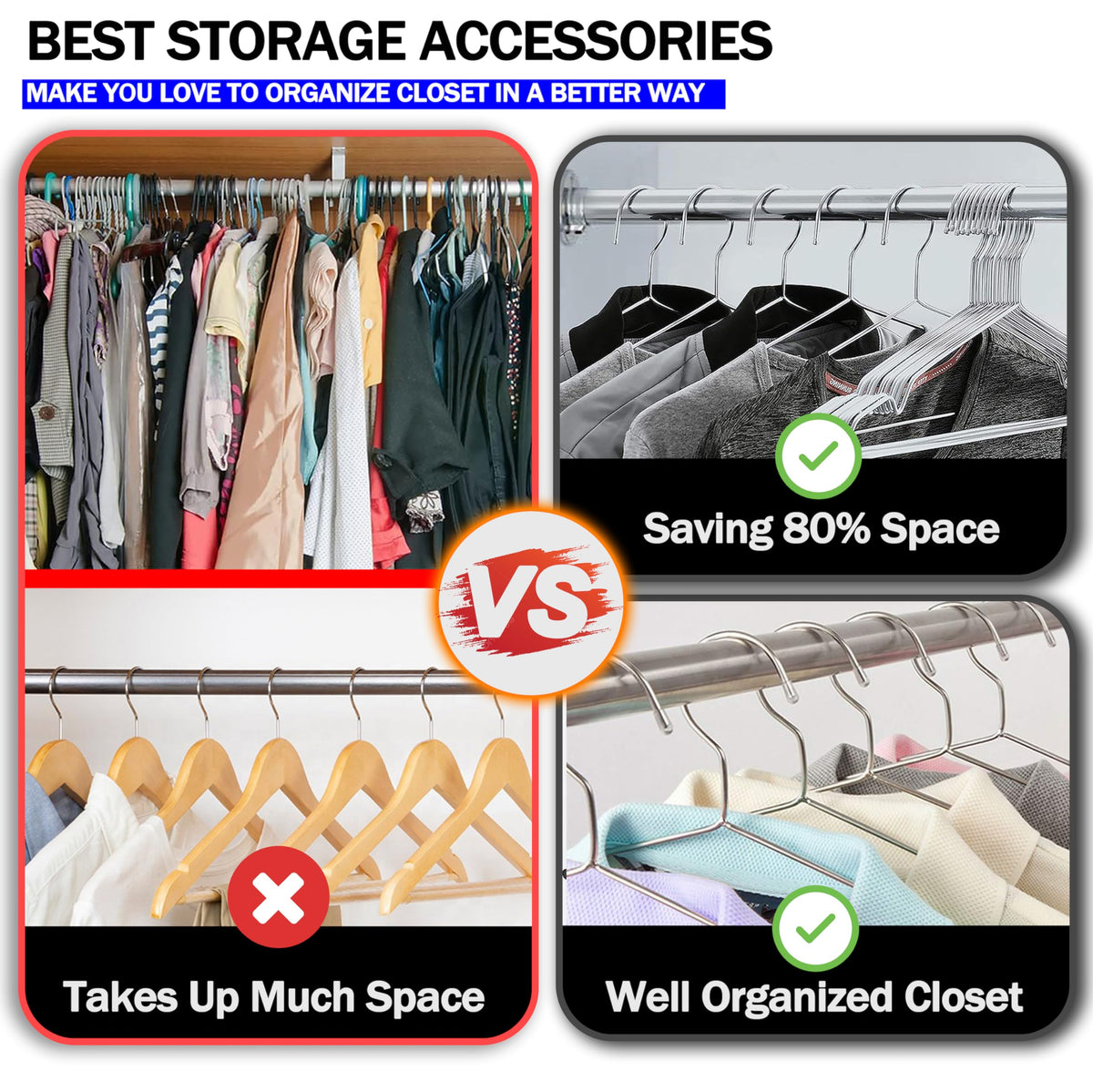 GVTECH Stainless Steel Clothing Hangers Heavy Duty Silver 50 Pack NEW