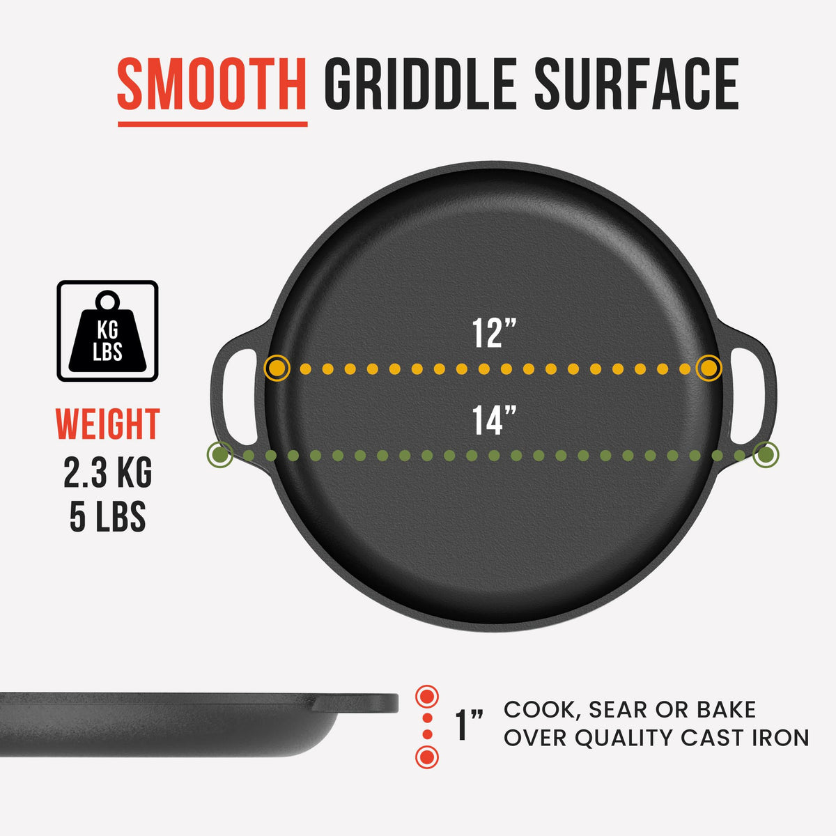 Chef Pomodoro Cast Iron Pizza Pan Pre-Seasoned Black Skillet NEW