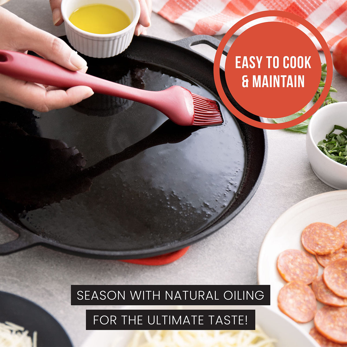 Chef Pomodoro Cast Iron Pizza Pan Pre-Seasoned Black Skillet NEW