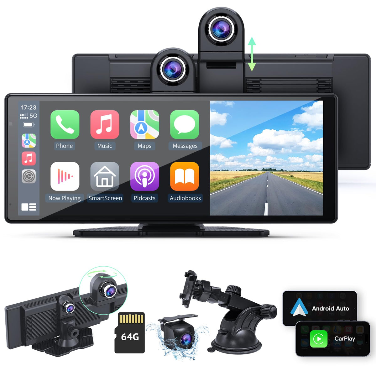 Aphqua 9.3" Wireless CarPlay Android Auto Car Screen Stereo DEMO