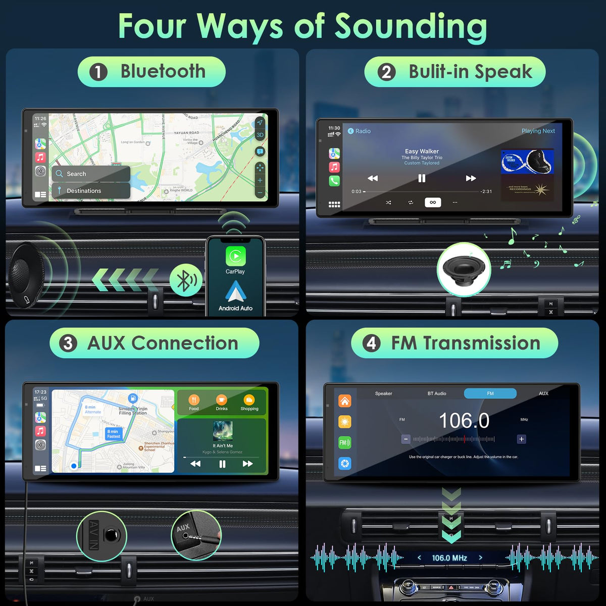 Aphqua 9.3" Wireless CarPlay Android Auto Car Screen Stereo DEMO