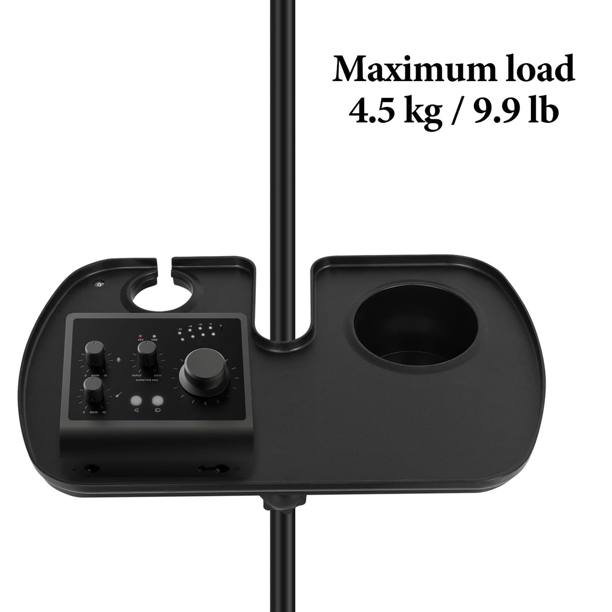 Geekria Microphone Stand Tray with Cup Holder - Black DEMO