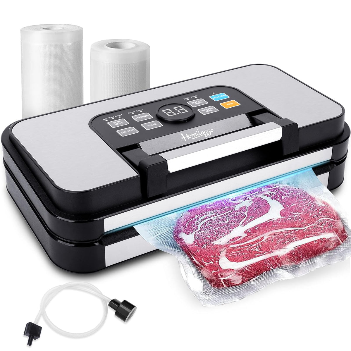 Homiloggo Automatic Vacuum Sealer Machine Food Preservation Silver DEMO