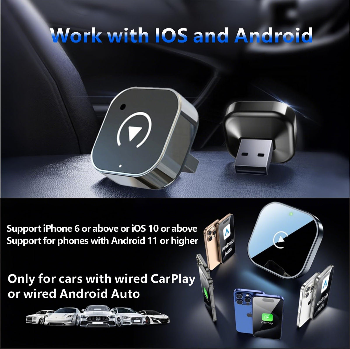 Piekeds Wireless CarPlay Adapter USB Mini for Car - Input DEMO