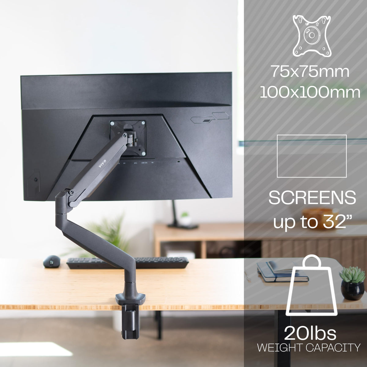 VIVO Premium Aluminum Height Adjustable Monitor Arm Black DEMO