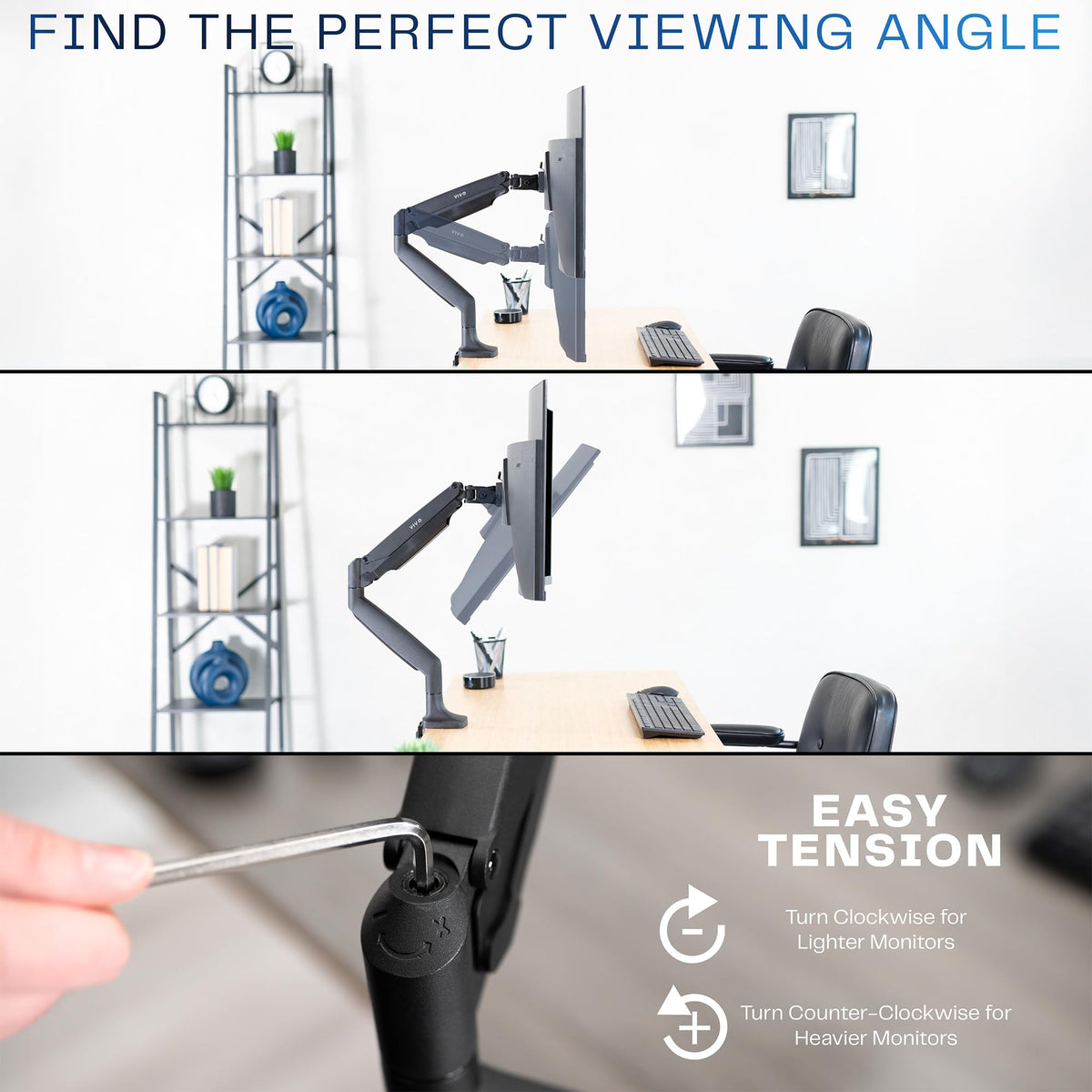 VIVO Premium Aluminum Height Adjustable Monitor Arm Black DEMO