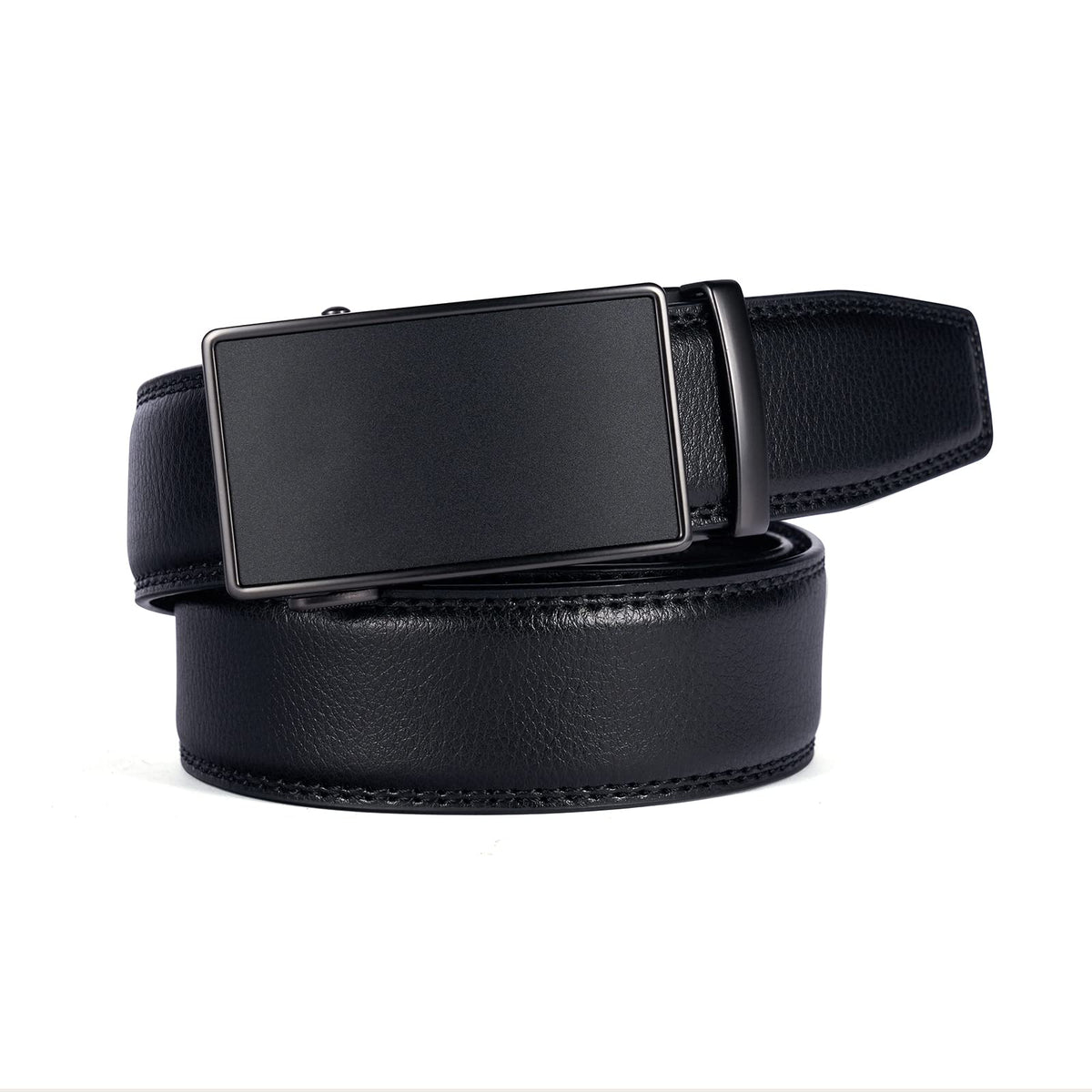 PlusZis Leather Belts Ratchet Belt Automatic Buckle Black 36"-44 Size NEW