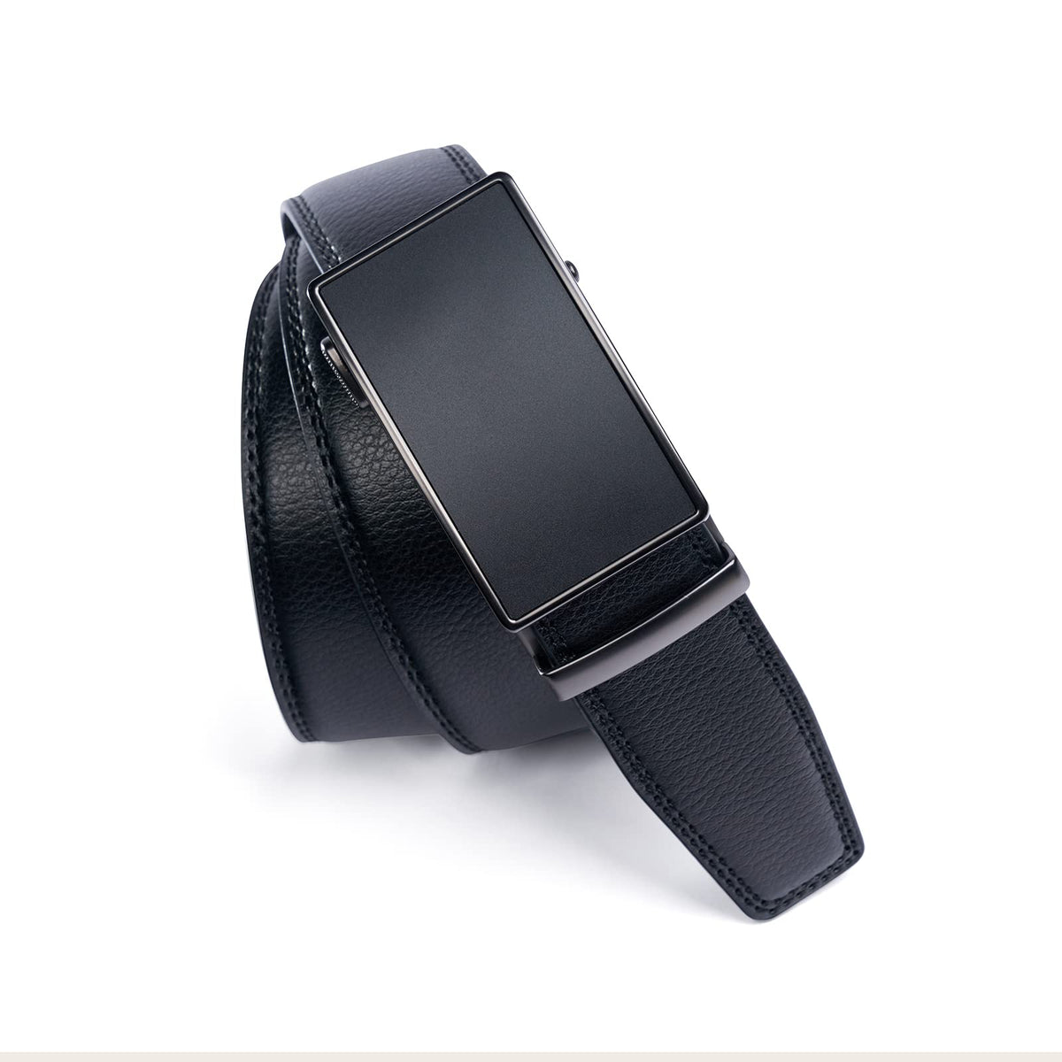 PlusZis Leather Belts Ratchet Belt Automatic Buckle Black 36"-44 Size NEW