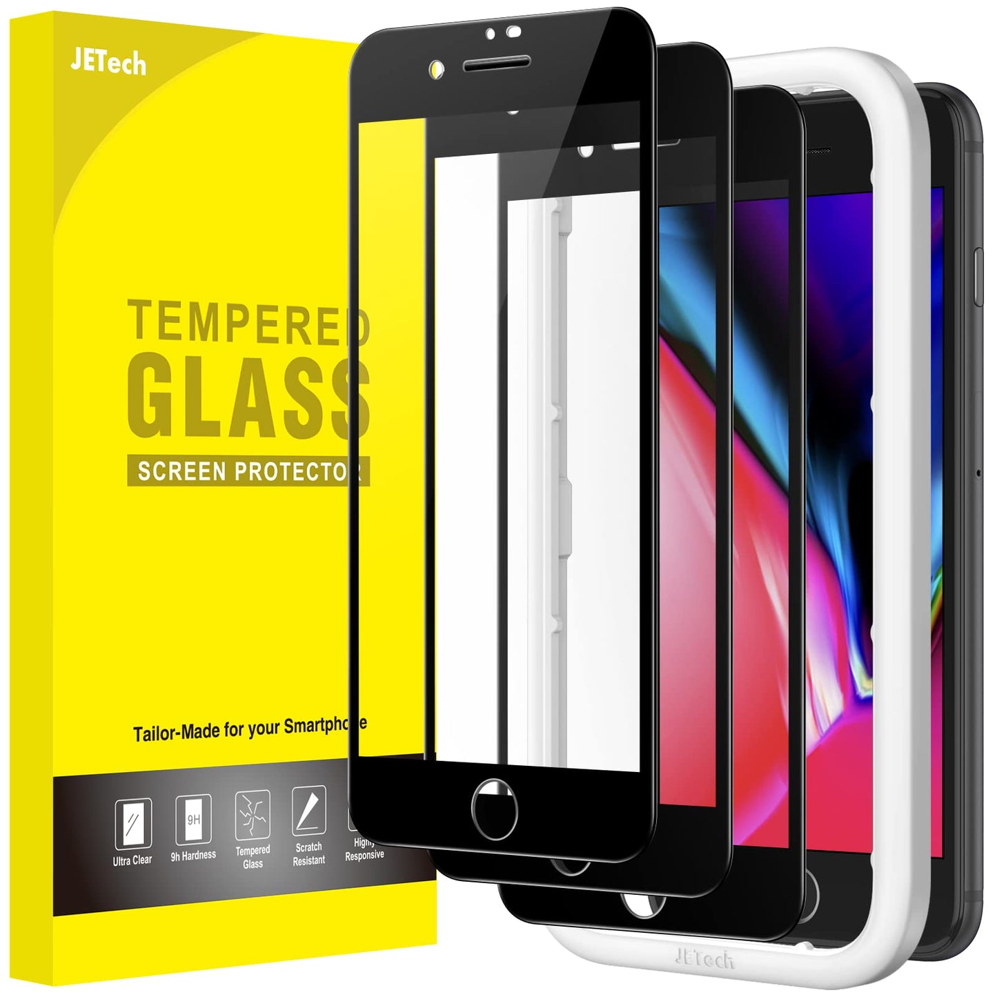 JETech Full Coverage Screen Protector for iPhone 8 Plus/7 Plus 5.5-Inch NEW