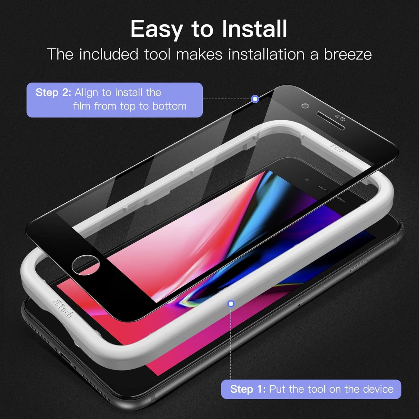 JETech Full Coverage Screen Protector for iPhone 8 Plus/7 Plus 5.5-Inch NEW
