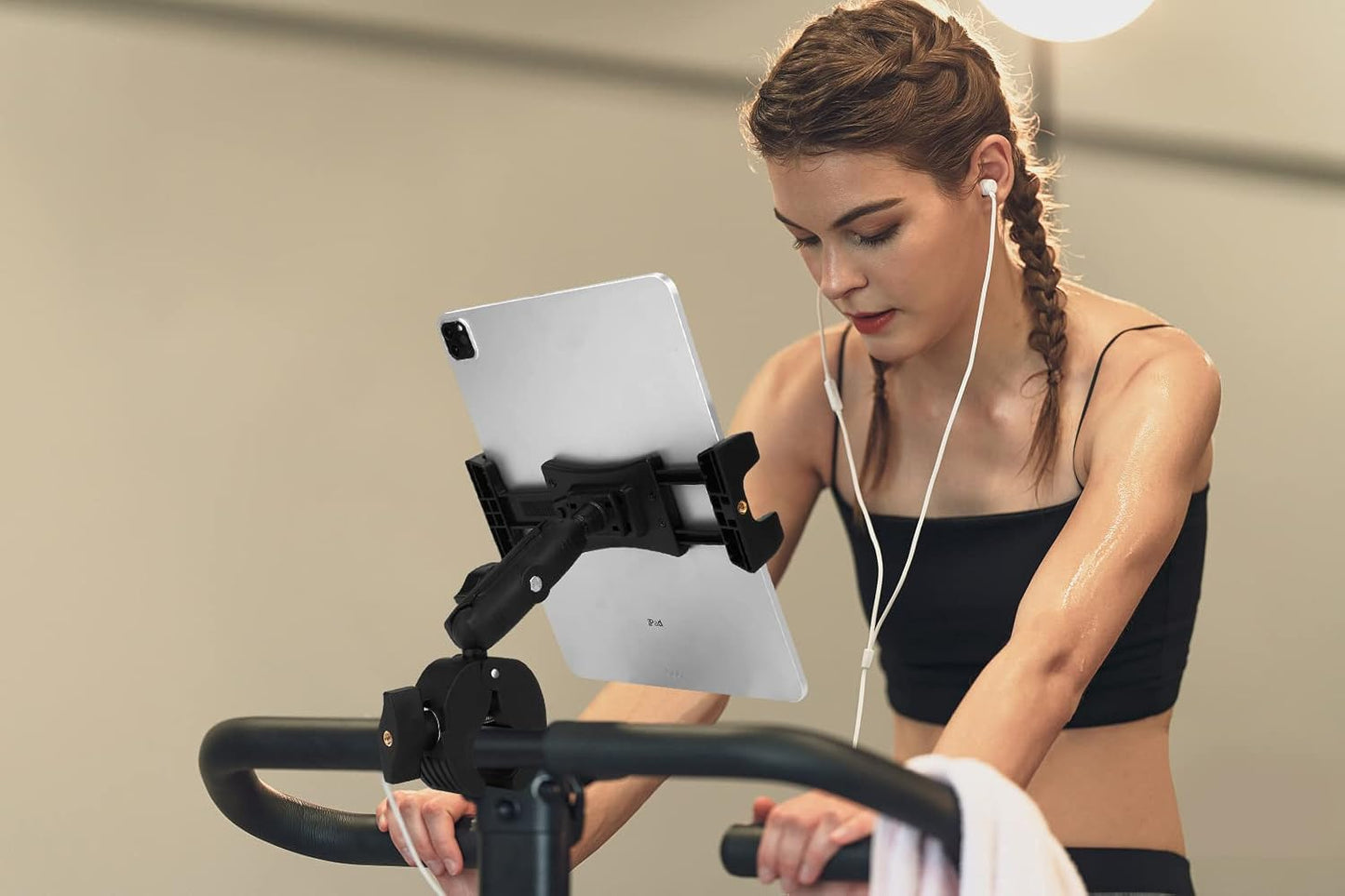 Peastrex Tablet Holder Clamp for Stationary Bike Handlebar Exercise Mount NEW
