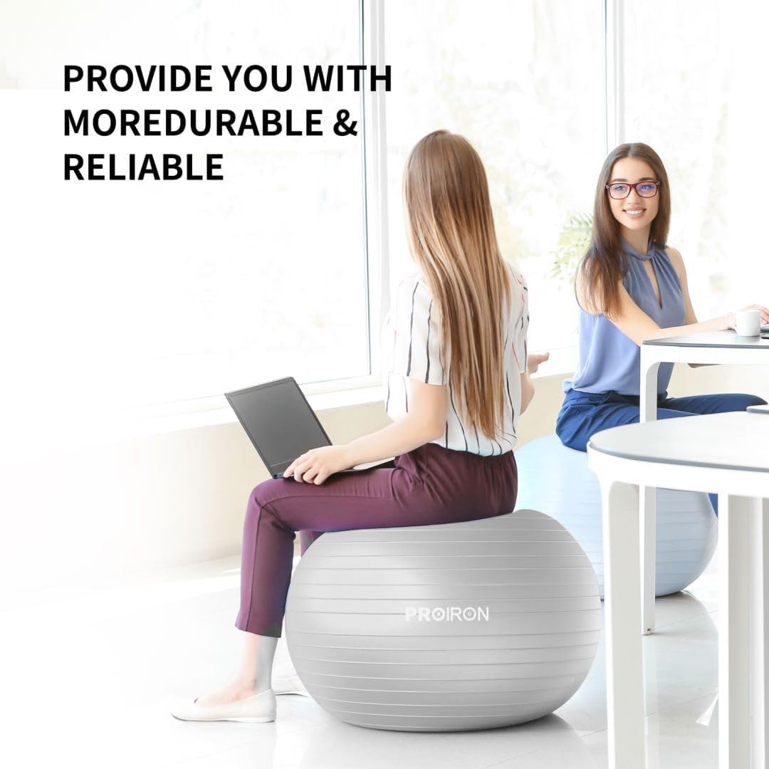 PROIRON Exercise Ball Anti-Burst Yoga Chair Quick Pump Slip Resistant Grey DEMO