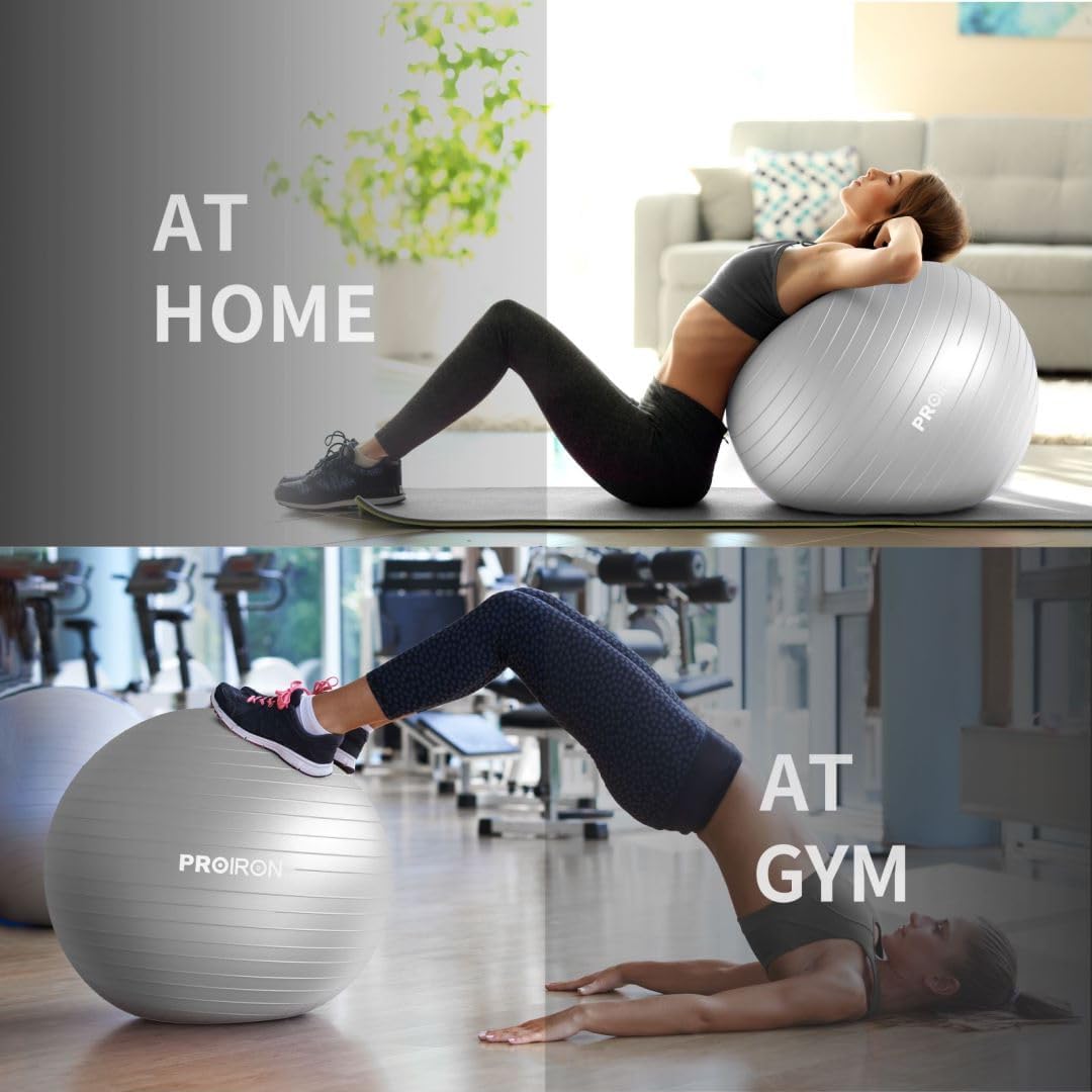 PROIRON Exercise Ball Anti-Burst Yoga Chair Quick Pump Slip Resistant Grey DEMO