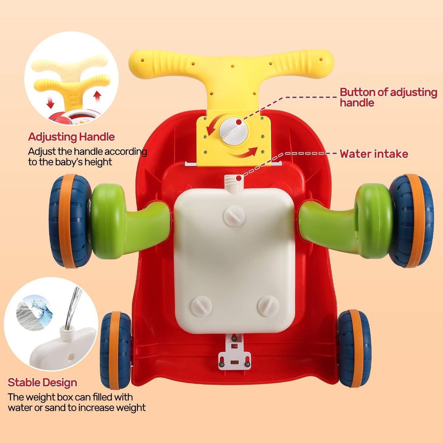 Cute Stone 2-in-1 Sit-to-Stand Learning Baby Walker, Multicoloured, Unisex DEMO