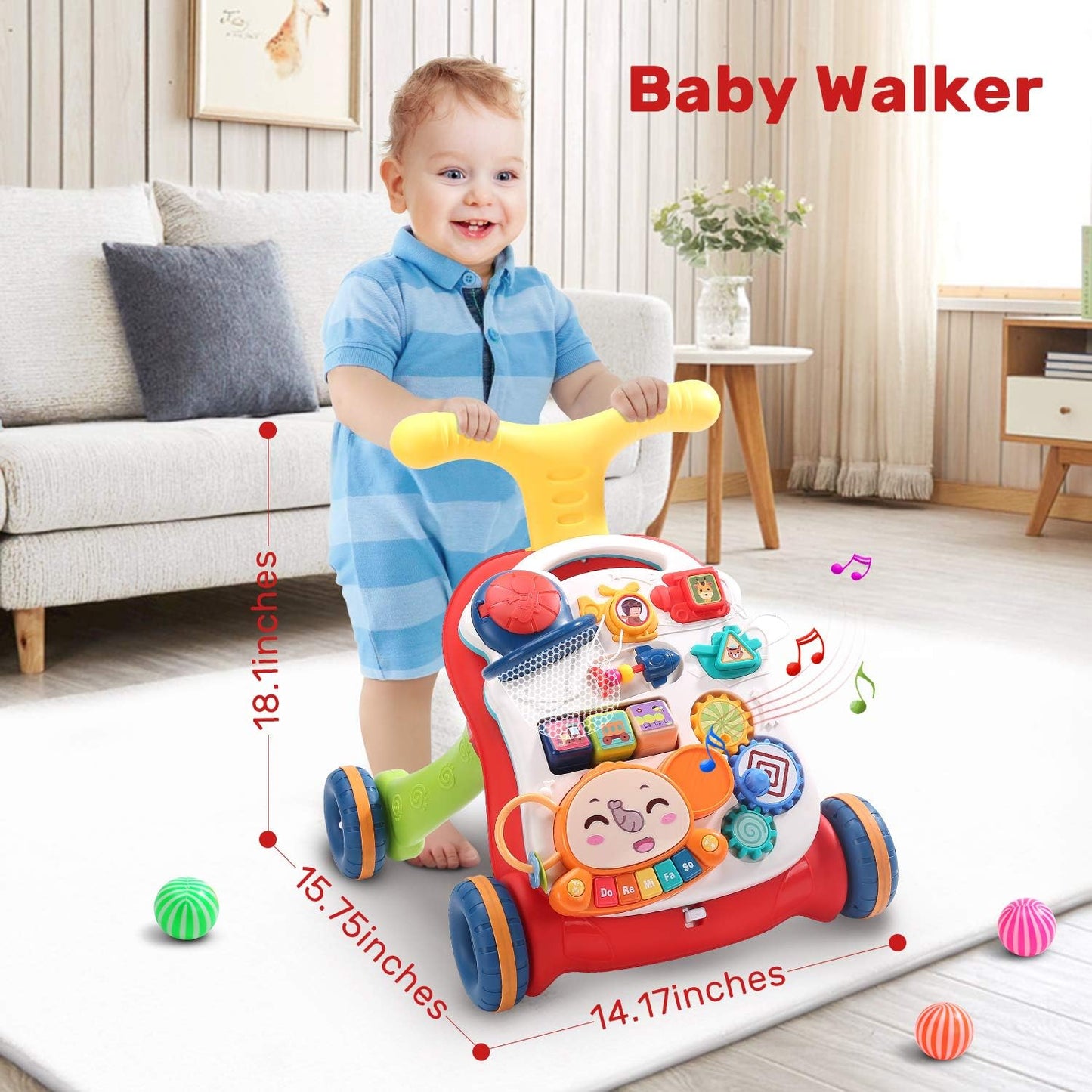 Cute Stone 2-in-1 Sit-to-Stand Learning Baby Walker, Multicoloured, Unisex DEMO