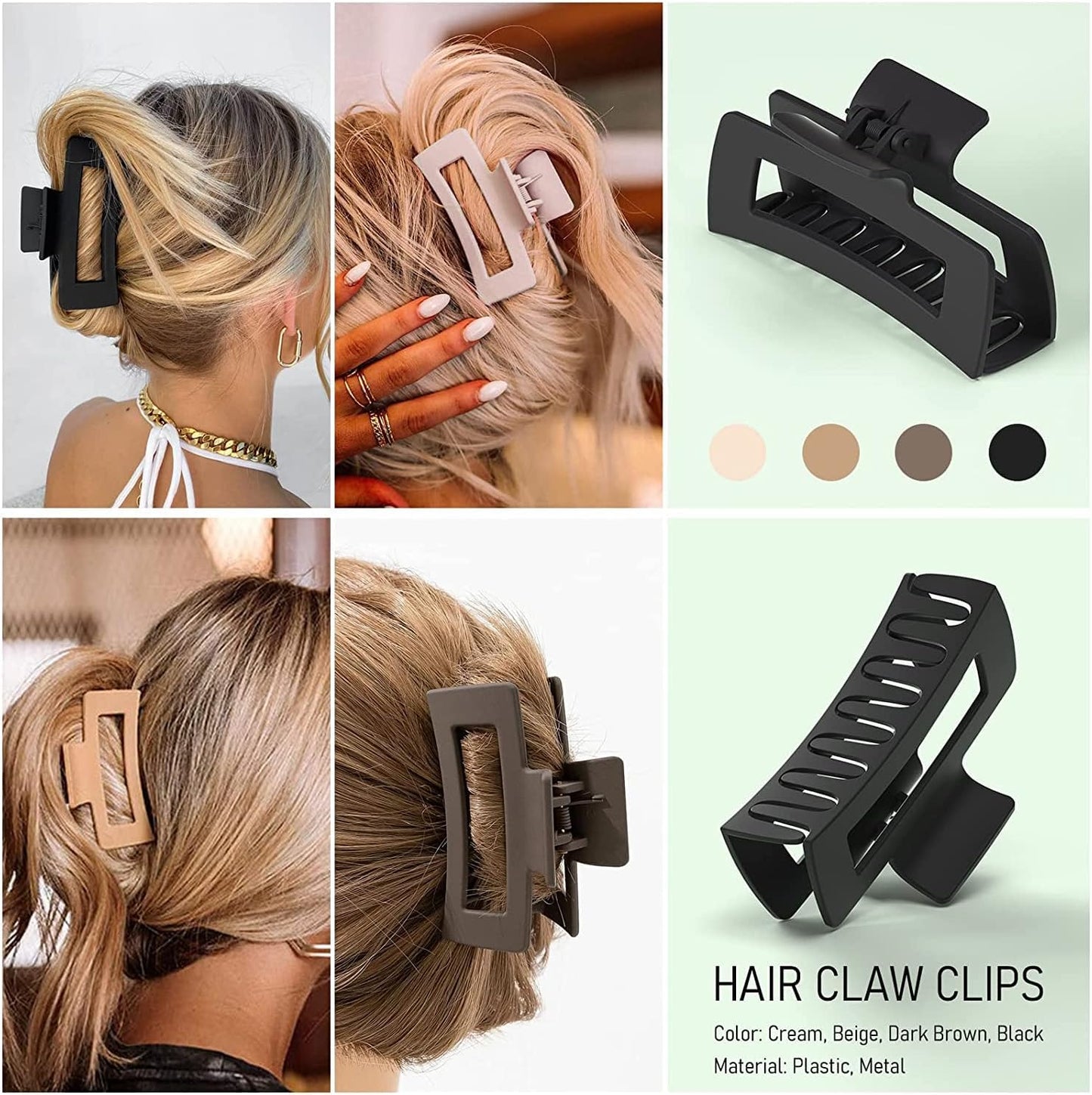 Large Claw Clips for Thick Hair Nonslip Big Accessories Brown & Black 4.4 NEW