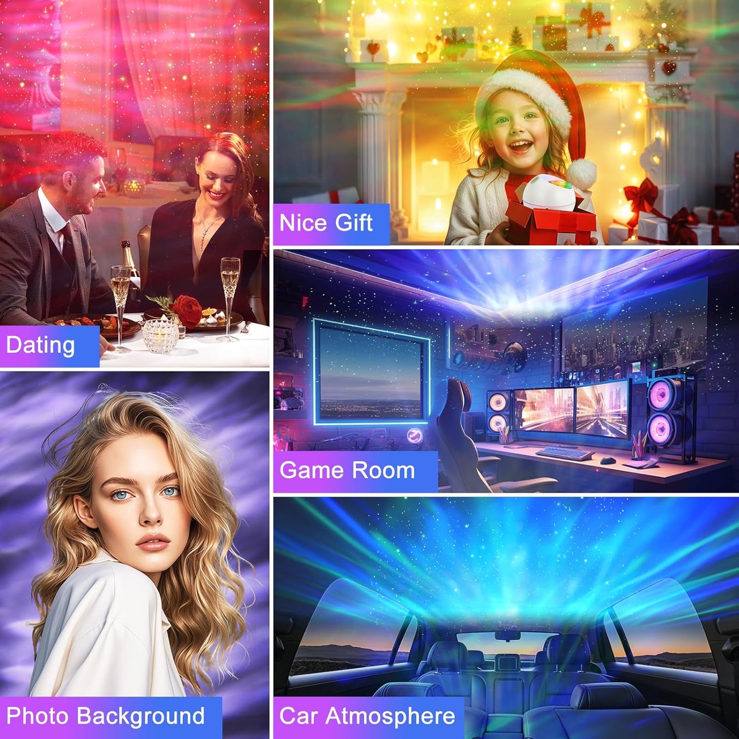 White Night Lights Projector with 162 Lighting Modes & Remote NEW