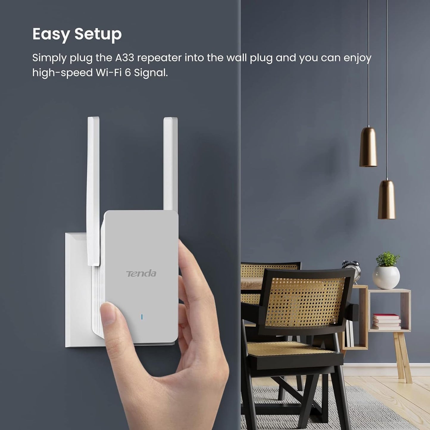 Tenda AX3000 A33 WiFi 6 Dual Band Gigabit Range Extender Repeater, White DEMO