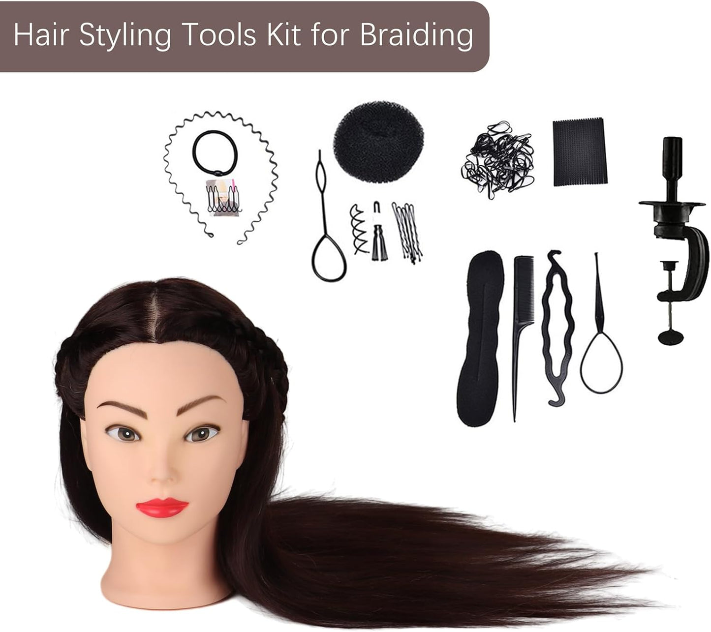 DaizySight 23" Dark Brown Cosmetology Salon & Spa Training Hair Styling Head NEW
